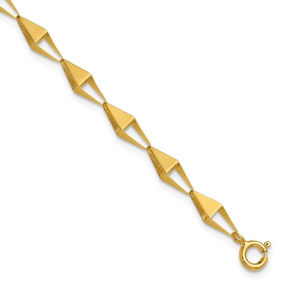 14k Yellow Gold Polished Geometric Link Bracelet